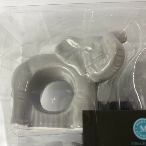 Martha Stewart Exotic Escape Dolomite Gray Elephant napkin rings set of 4 New… - Picture 6 of 6